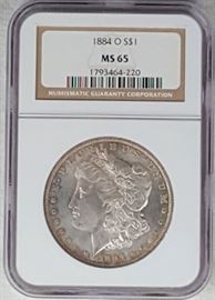 Coins MS65 1884 O Morgan a