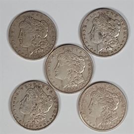 Coins Silver Morgans Five 1a
