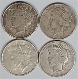 Coins Silver Peace Dollars Four 2a