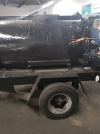 Hot Tar Kettle Roofing Asphalt on Trailer.