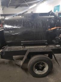 Hot Tar Kettle Roofing Asphalt on Trailer...