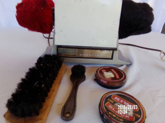 shoe polisher buffer with brushes and polish