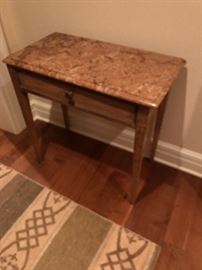 great entry or side table - antique with a marble top 28.5"w x 28.5"h16"d asking $260