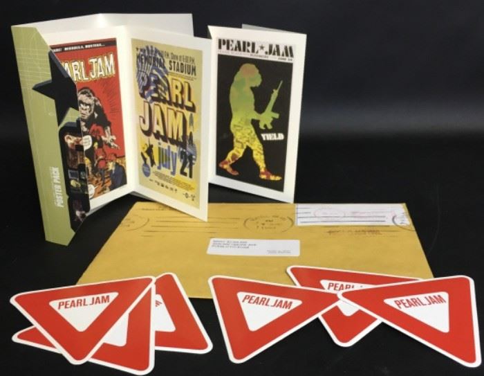 Unused Pearl Jam postcards and stickers from "Yield" album