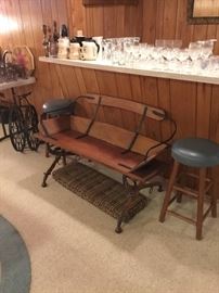 Vintage wagon, horse, coach style bench