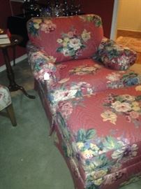 Floral club chair and ottoman