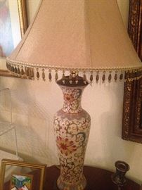 This fine lamp has a lovely beaded shade.