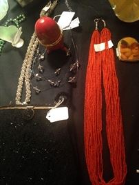 Miscellaneous necklaces; evening bag