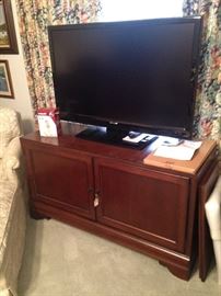 Great TV stand and Sharp flatscreen TV