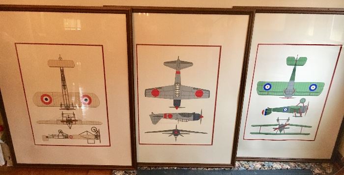 Large Vintage framed airplanes