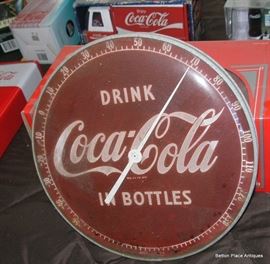 Vintage Coca Cola Metal Thermometer from a Gas Station 