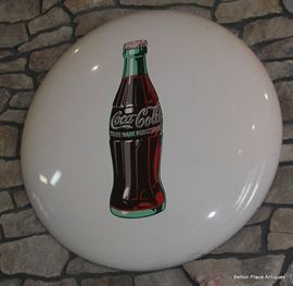 Large Coke Button 36 inch white, no printing on reverse, a little rust bottom edge