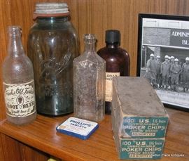 poker chips, bottles etc