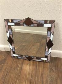 Mission Style Stained Glass Mirror, Diamond Shape