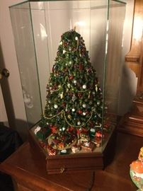 Musical Lighted Christmas Tree in Glass Cabinet