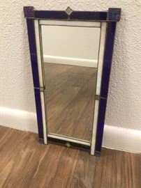 Small Stained Glass Mirror, Cobalt Blue