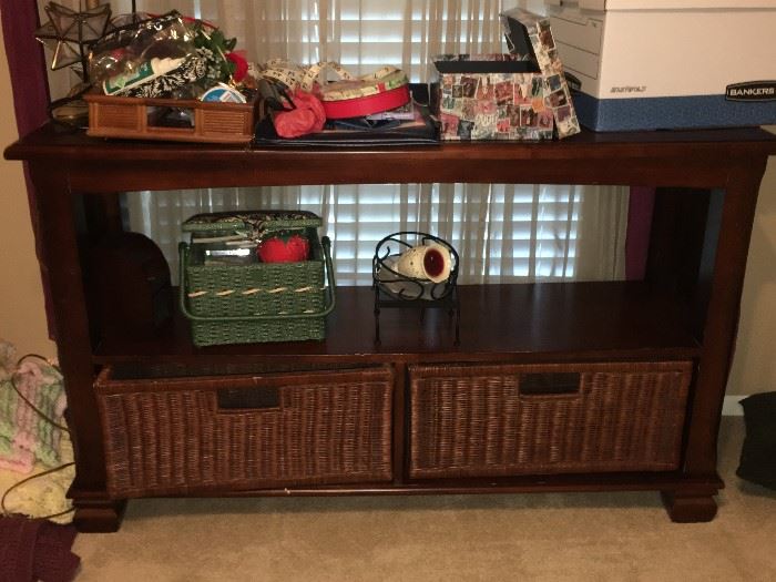 Wood Entry / Sofa Table with Basket Drawers