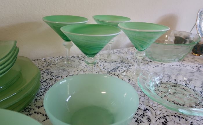 Great green glassware-margarita's anyone?