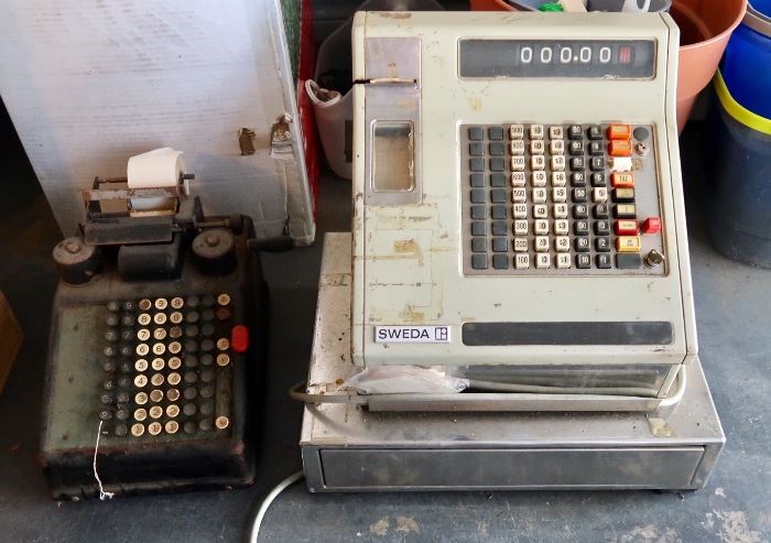 Antique Cash Register and Adding Machine