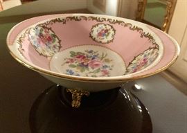 Footed, hand painted bowl