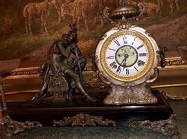 Ansonia Roman Soldier Figural Mantle Clock 19th c - Cast iron base, with black enamel. 