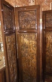 Carved wood room divider