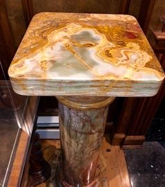 Banded onyx agate pedestals, pair