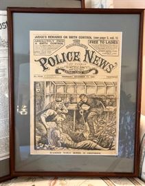 Vintage framed "Police News" 
