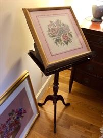 Music stand - several beautiful needlepoints