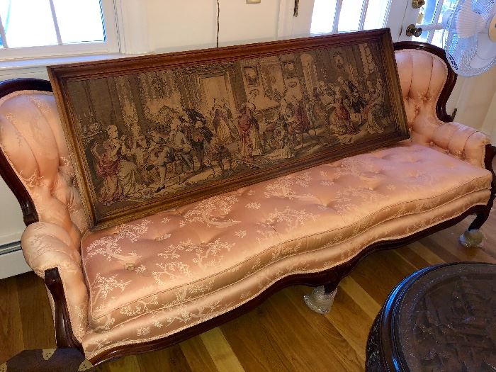 Antique sofa in very nice condition along with antique tapestry