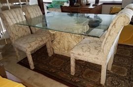 Glass top dining table and chairs