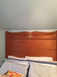 Oak high headboard bed
