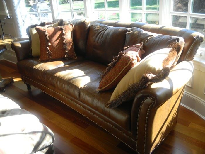 tan leather sofa, 84"