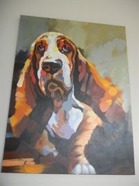 Bassett hound oil painting
