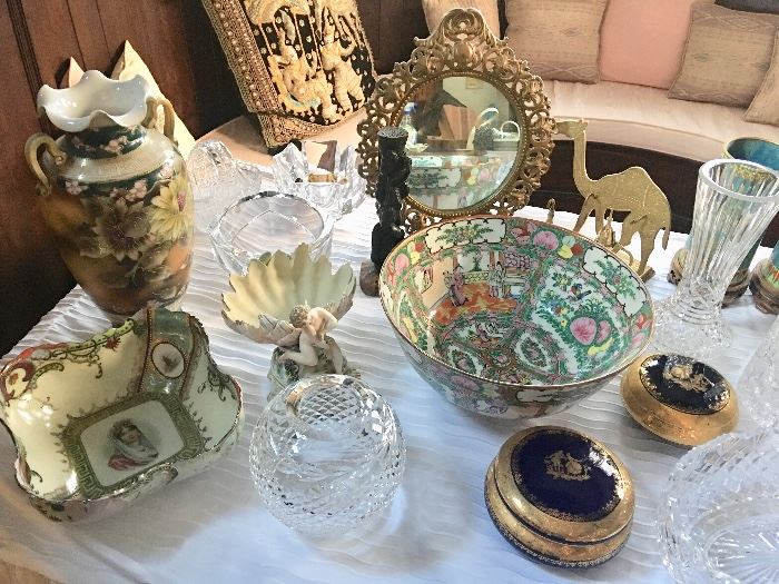 Fine painted porcelain, Waterford, Orrefors, and Limoges