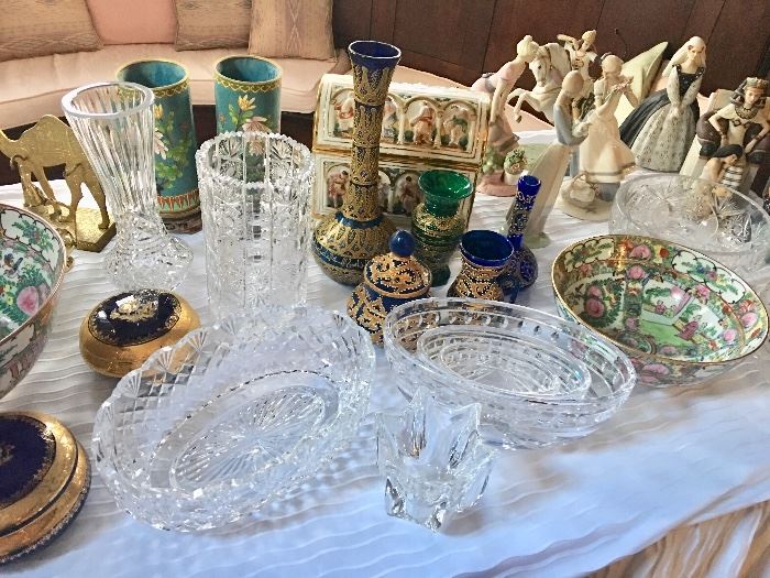 Very fine Waterford pieces, cloissone, Limoges, Famille Rose bowls, Lladro and more