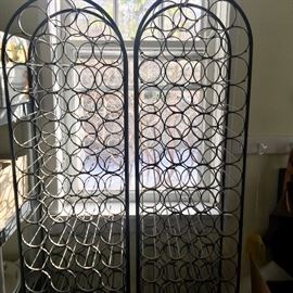 Black wrought iron wine racks