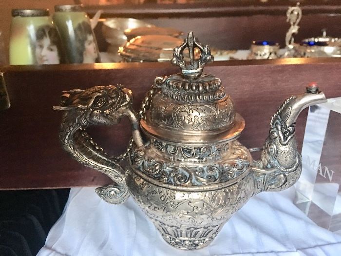 Fine Dragon teapot marked 925