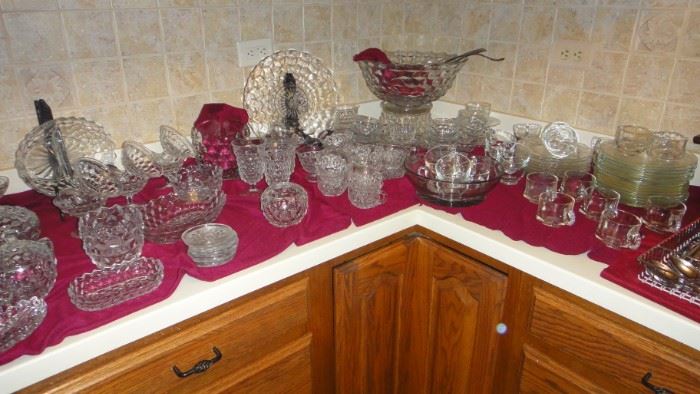 Fostoria, "American", Fostoria Punch Bowl with Pedestal and cups