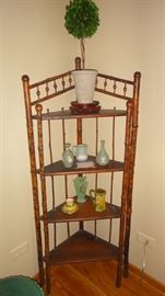 Vintage Bamboo Corner Shelf