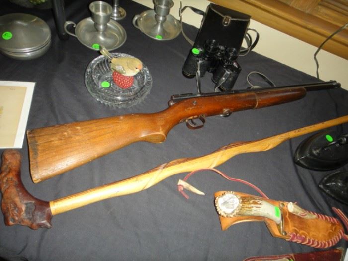 Vintage BB Gun, Carved Walking stick