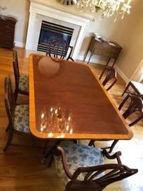 Baker Table w/ 3 Leafs  and 8 Chairs