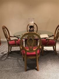 Round Glass Table and 4 Chairs