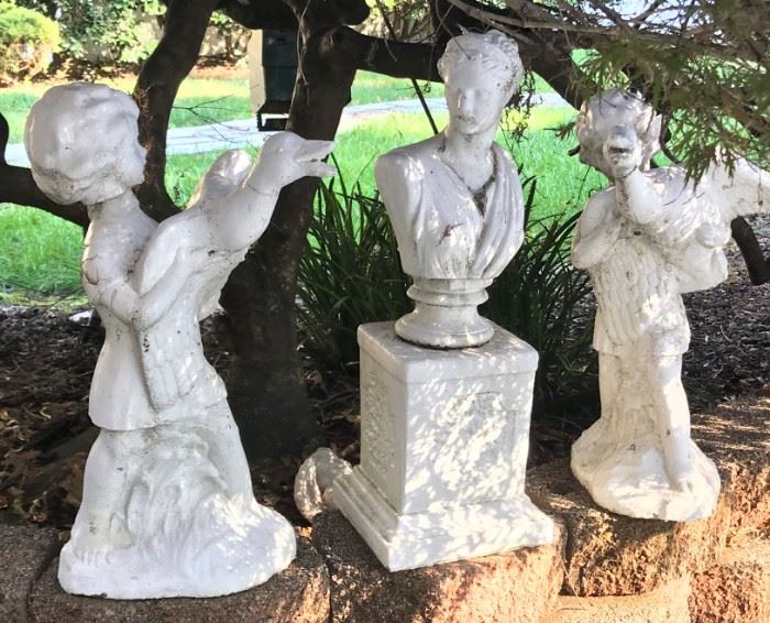 Statues #'s 42, 43, 44 ~ Young Children w/Ducks, Bust of Man on Base