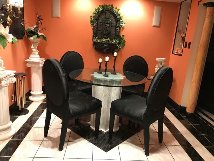 Dining Room Set ~ Glass Top Table 42" & 4 Chairs