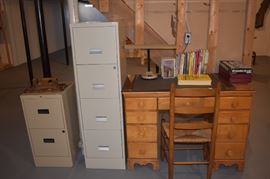 FILE CABINETS, DESK W/CHAIR