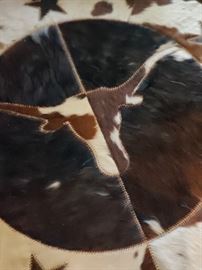 Cow hair rug with Texas Longhorn and Texas Star