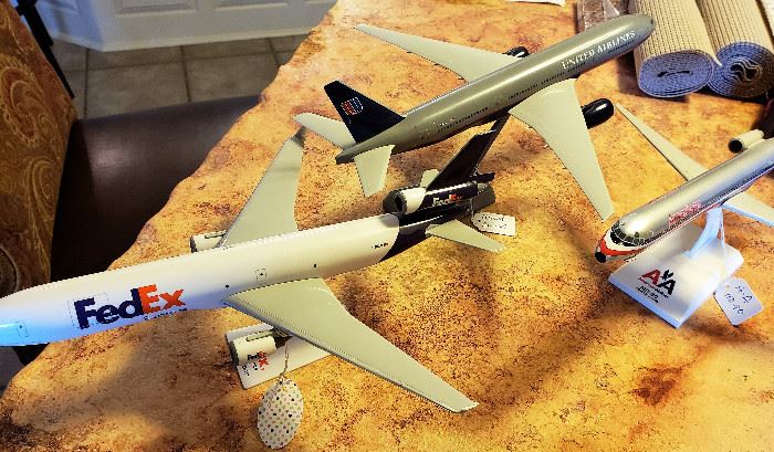 FedEx, American Airlines and United table model airplanes