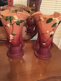 #81 Roseville Pottery USA Pink Snowberry Vase $80 each $160.00 