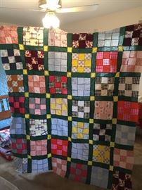 #80 Scrappy 9 patch Tied Throw Lap quilt $20.00
